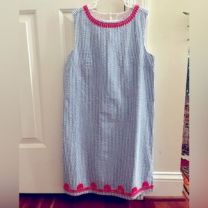 Girls Vineyard Vines Seersucker Embroidered Dress Size 10